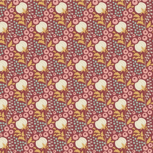 Tilda Patchwork Stoff Baumwolle - Sanctuary - Cottonfield Maroon